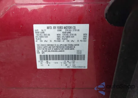 2017 Lincoln Mkx Reserve from USA, damaged, VIN 2LMPJ8LR6HBL44835